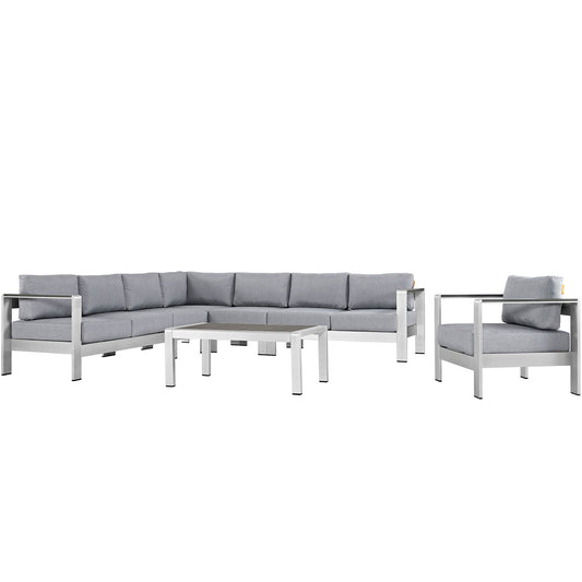 Modway - Shore 7 Piece Outdoor Patio Aluminum Sectional Sofa Set by Modway  Outdoor Furniture Sofa Sectionals Gray - EEI-2562-SLV-GRY