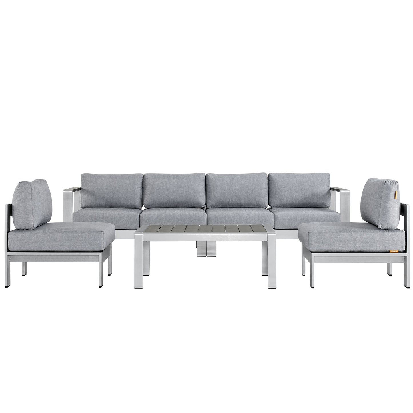 Modway - Shore 5 Piece Outdoor Patio Aluminum Sectional Sofa Set by Modway  Outdoor Furniture Sofa Sectionals Gray - EEI-2564-SLV-GRY