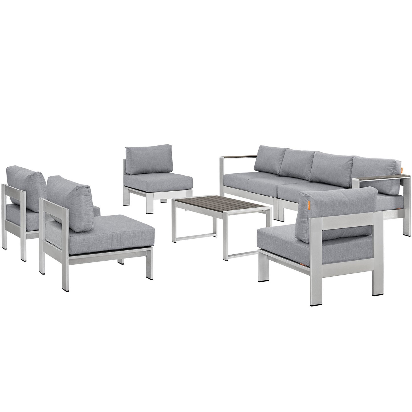 Modway - Shore 7 Piece Outdoor Patio Sectional Sofa Set by Modway  Outdoor Furniture Sofa Sectionals Gray - EEI-2566-SLV-GRY
