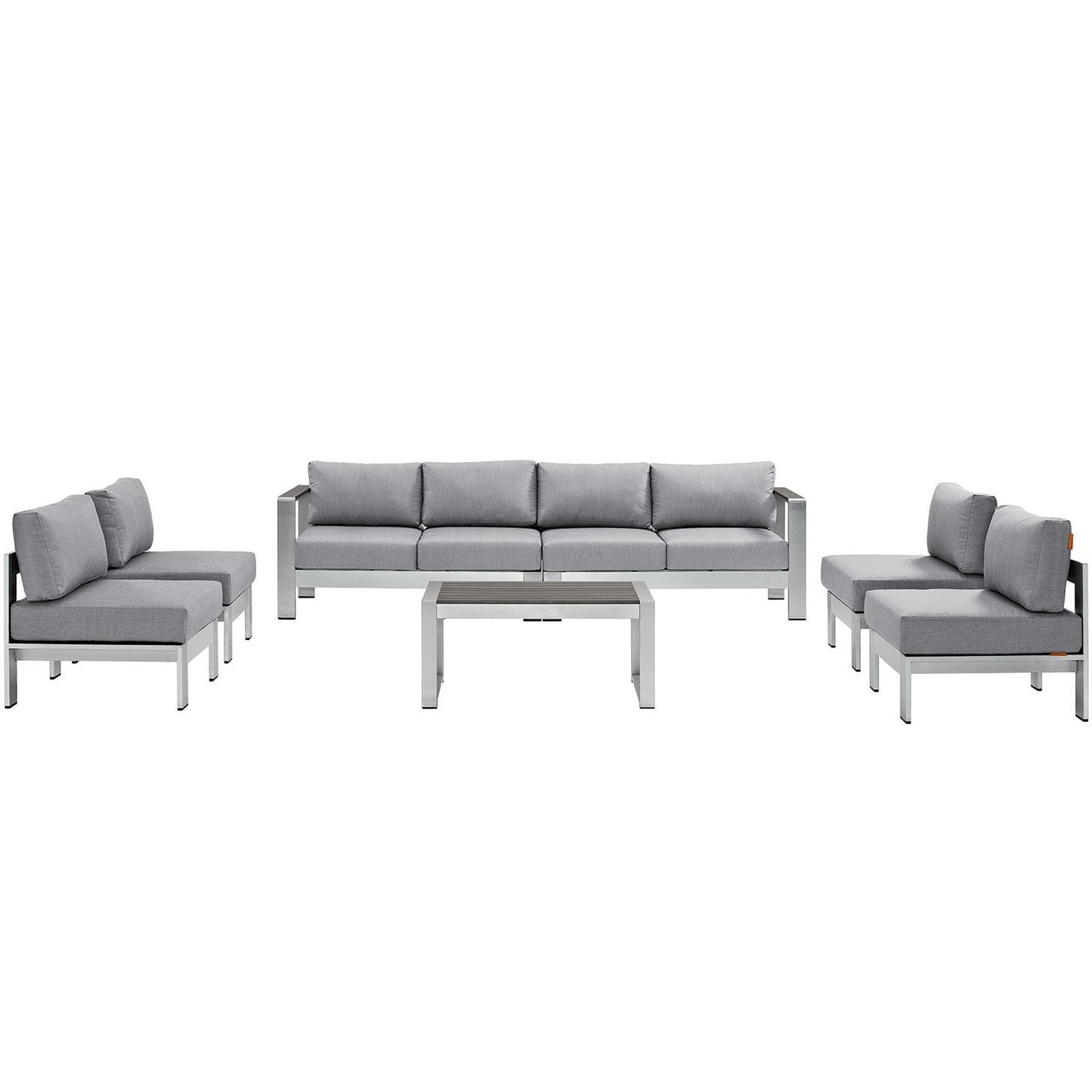 Modway - Shore 7 Piece Outdoor Patio Sectional Sofa Set by Modway  Outdoor Furniture Sofa Sectionals Gray - EEI-2566-SLV-GRY