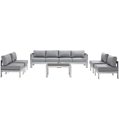 Modway - Shore 7 Piece Outdoor Patio Sectional Sofa Set by Modway  Outdoor Furniture Sofa Sectionals Gray - EEI-2566-SLV-GRY