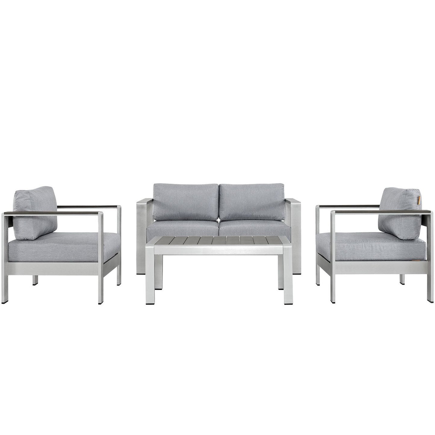 Modway - Shore 4 Piece Outdoor Patio Aluminum Sectional Sofa Set by Modway  Outdoor Furniture Sofa Sectionals Gray - EEI-2567-SLV-GRY