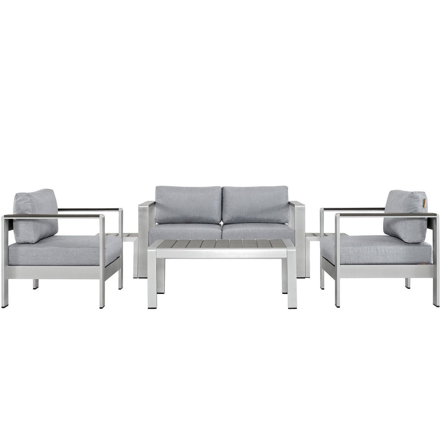 Modway - Shore 6 Piece Outdoor Patio Aluminum Sectional Sofa Set by Modway  Outdoor Furniture Sofa Sectionals Gray - EEI-2568-SLV-GRY