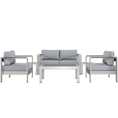 Modway - Shore 6 Piece Outdoor Patio Aluminum Sectional Sofa Set by Modway  Outdoor Furniture Sofa Sectionals Gray - EEI-2568-SLV-GRY