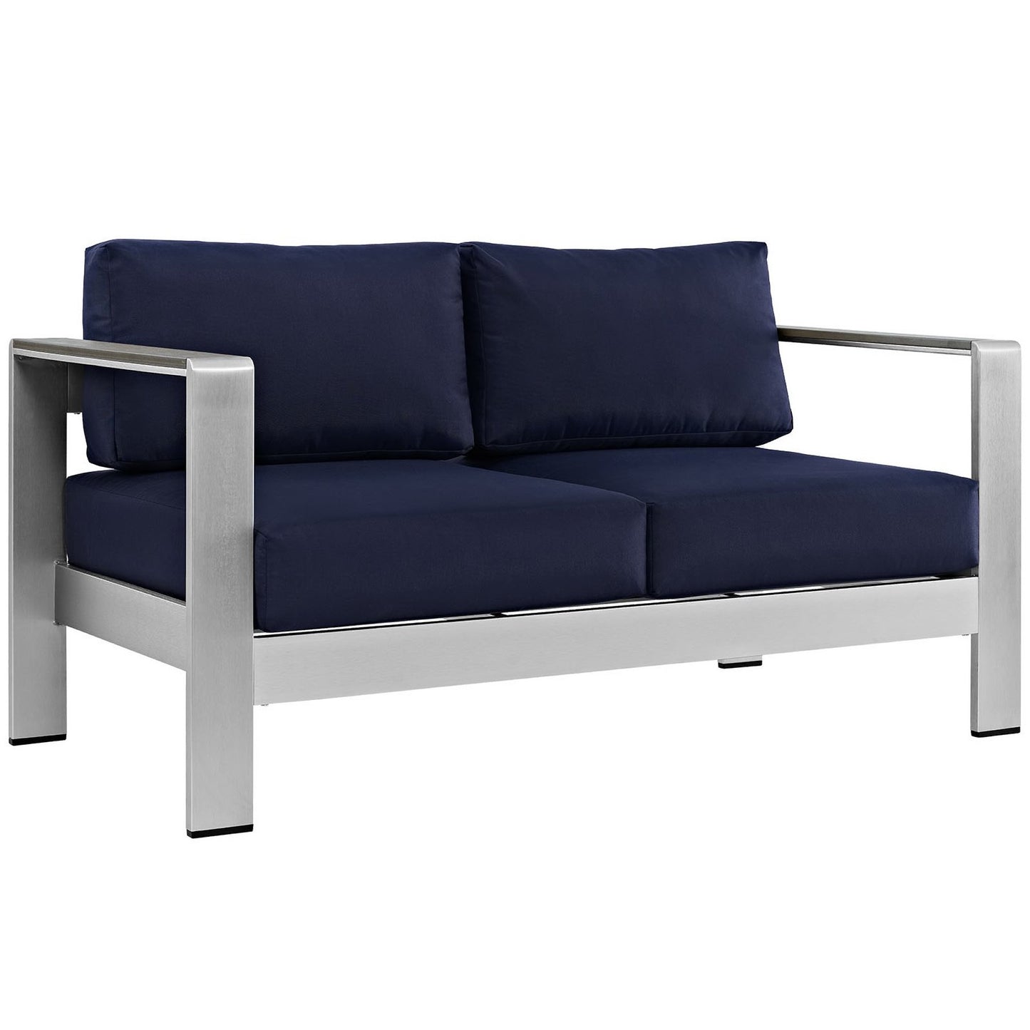 Modway - Shore 6 Piece Outdoor Patio Aluminum Sectional Sofa Set by Modway  Outdoor Furniture Sofa Sectionals Blue - EEI-2568-SLV-NAV