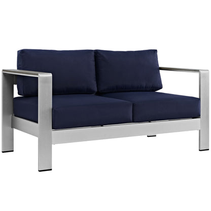 Modway - Shore 6 Piece Outdoor Patio Aluminum Sectional Sofa Set by Modway  Outdoor Furniture Sofa Sectionals Blue - EEI-2568-SLV-NAV