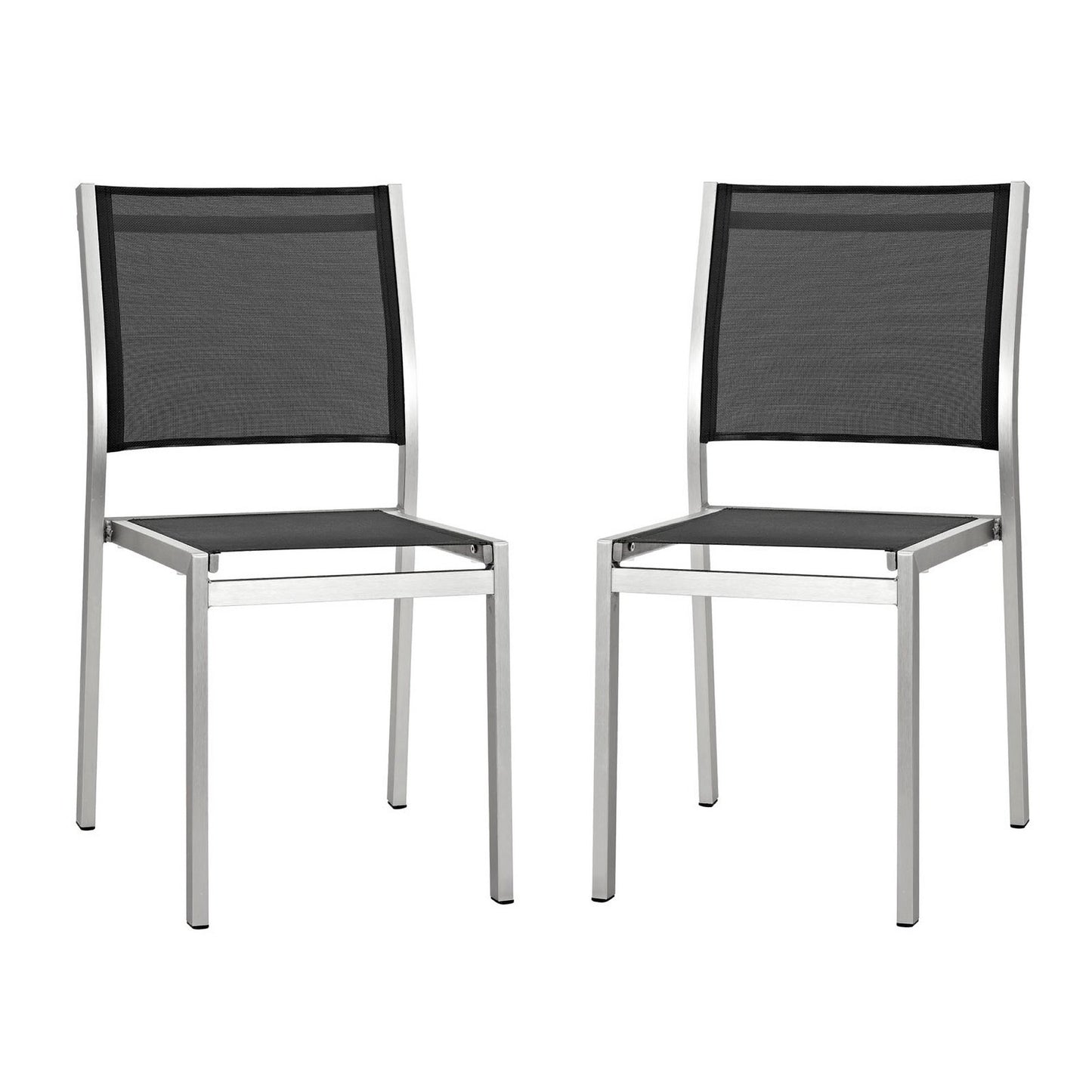 Modway Outlet Shore Outdoor Patio Aluminum Side Chair Set of 2 by Modway  Outdoor Furniture Furniture Silver Black - EEI-2585-SLV-BLK-SET