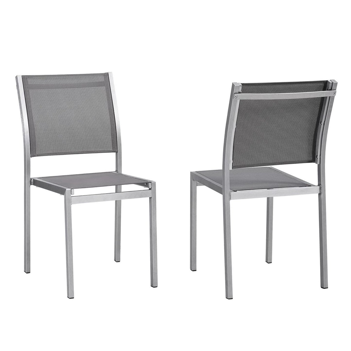 Modway - Shore Outdoor Patio Aluminum Side Chair Set of 2 by Modway  Outdoor Furniture Bar and Dining Gray - EEI-2585-SLV-GRY-SET
