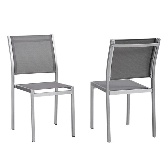Modway - Shore Outdoor Patio Aluminum Side Chair Set of 2 by Modway  Outdoor Furniture Bar and Dining Gray - EEI-2585-SLV-GRY-SET