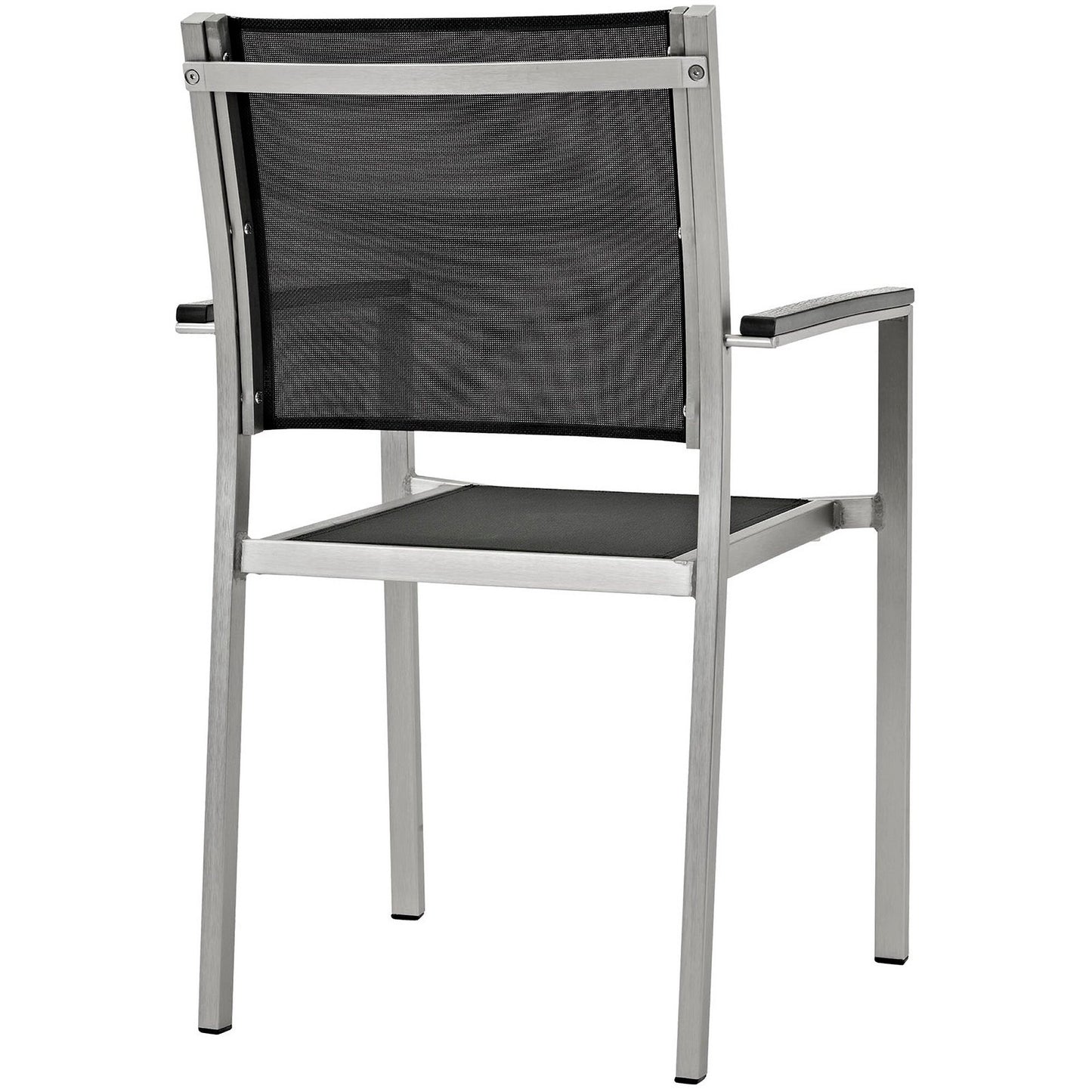 Modway Outlet Shore Outdoor Patio Aluminum Dining Chair Set of 2 by Modway  Outdoor Furniture Furniture Silver Black - EEI-2586-SLV-BLK-SET