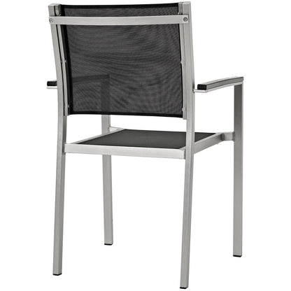 Modway Outlet Shore Outdoor Patio Aluminum Dining Chair Set of 2 by Modway  Outdoor Furniture Furniture Silver Black - EEI-2586-SLV-BLK-SET