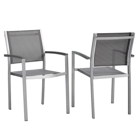 Modway Outlet Shore Outdoor Patio Aluminum Dining Chair Set of 2 by Modway  Outdoor Furniture Furniture Silver Gray - EEI-2586-SLV-GRY-SET