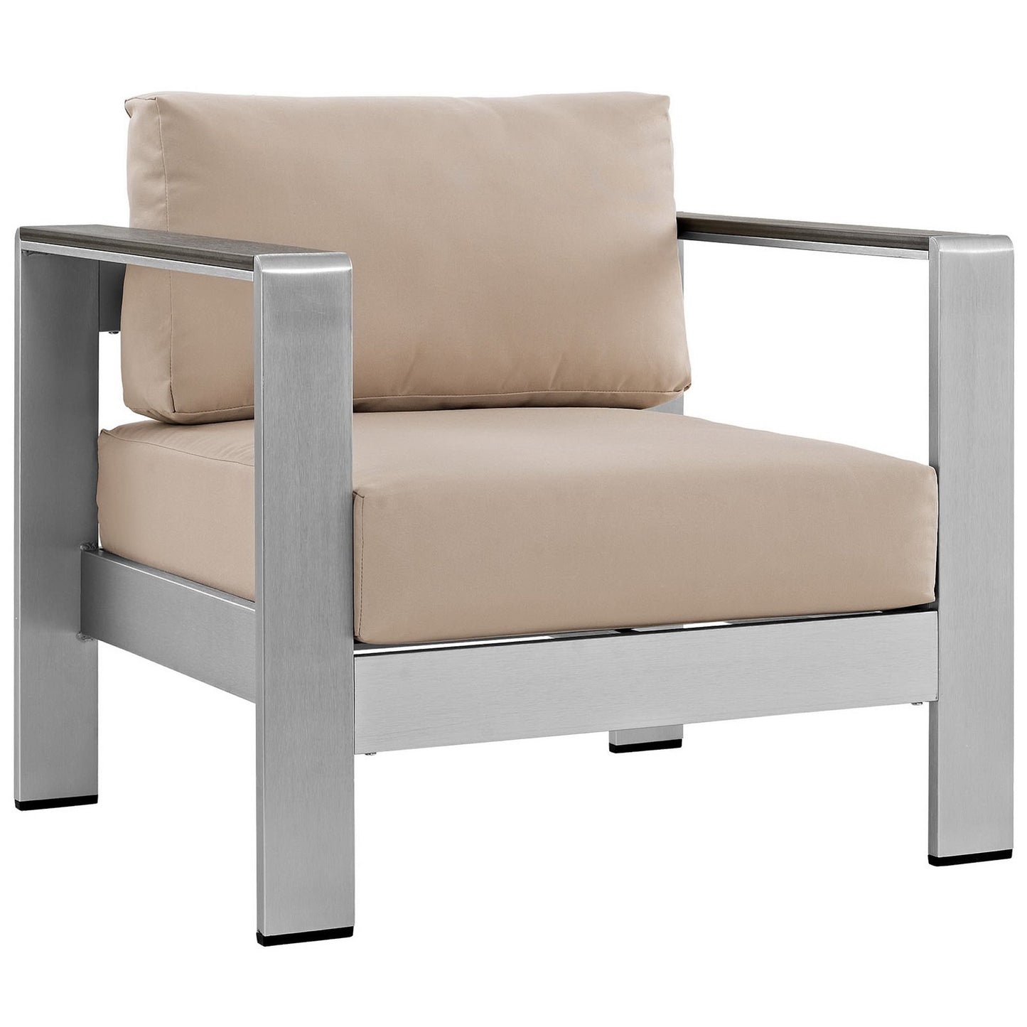 Modway - Shore 3 Piece Outdoor Patio Aluminum Set by Modway  Outdoor Furniture Sofa Sectionals Brown - EEI-2599-SLV-BEI
