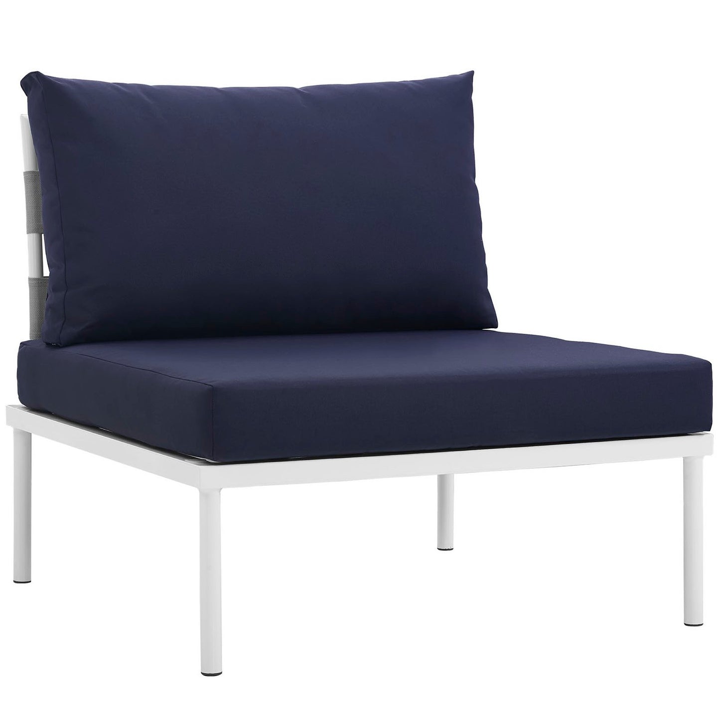 Modway Outlet Harmony Armless Outdoor Patio Aluminum Chair by Modway  Outdoor Furniture Furniture White Navy - EEI-2600-WHI-NAV