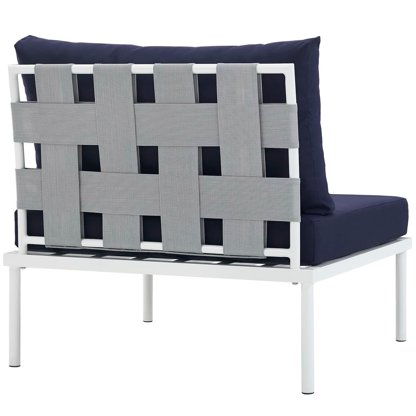 Modway Outlet Harmony Armless Outdoor Patio Aluminum Chair by Modway  Outdoor Furniture Furniture White Navy - EEI-2600-WHI-NAV