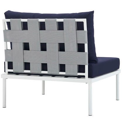 Modway Outlet Harmony Armless Outdoor Patio Aluminum Chair by Modway  Outdoor Furniture Furniture White Navy - EEI-2600-WHI-NAV