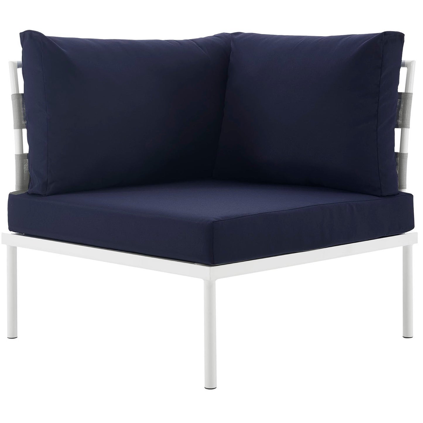 Modway Outlet Harmony Outdoor Patio Aluminum Corner Sofa by Modway  Outdoor Furniture Furniture White Navy - EEI-2601-WHI-NAV