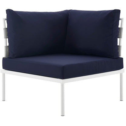 Modway Outlet Harmony Outdoor Patio Aluminum Corner Sofa by Modway  Outdoor Furniture Furniture White Navy - EEI-2601-WHI-NAV