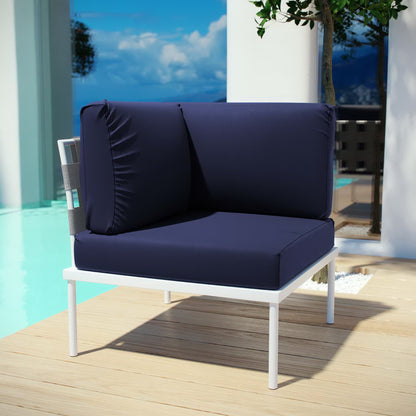 Modway Outlet Harmony Outdoor Patio Aluminum Corner Sofa by Modway  Outdoor Furniture Furniture White Navy - EEI-2601-WHI-NAV