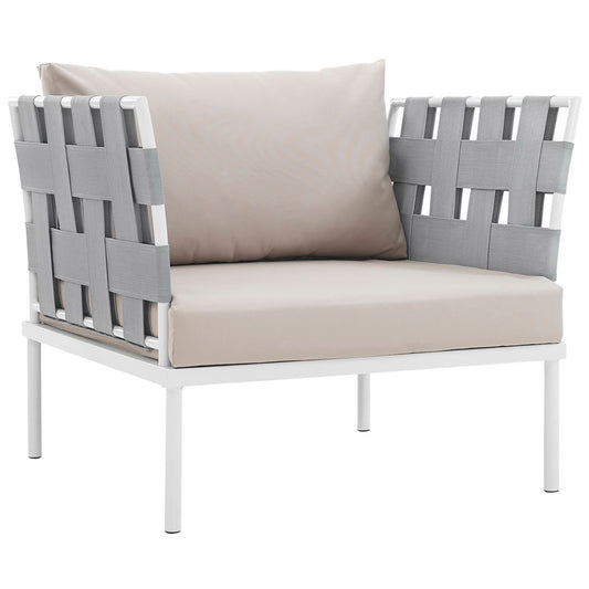Modway Outlet Harmony Outdoor Patio Aluminum Armchair by Modway  Outdoor Furniture Furniture White Beige - EEI-2602-WHI-BEI