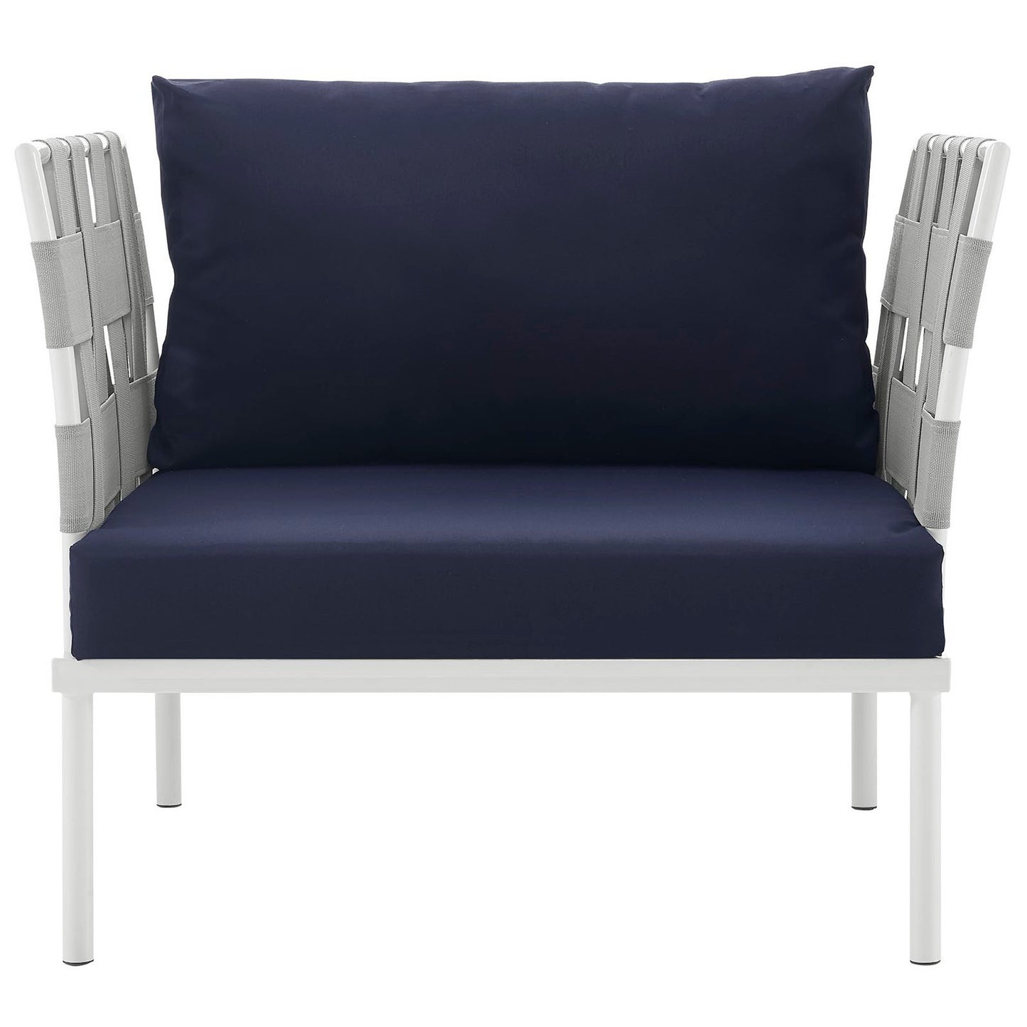 Modway Outlet Harmony Outdoor Patio Aluminum Armchair by Modway  Outdoor Furniture Furniture White Navy - EEI-2602-WHI-NAV