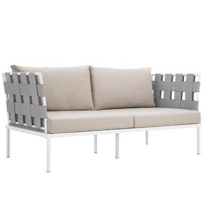 Modway Outlet Harmony Outdoor Patio Aluminum Loveseat by Modway  Outdoor Furniture Furniture White Beige - EEI-2603-WHI-BEI