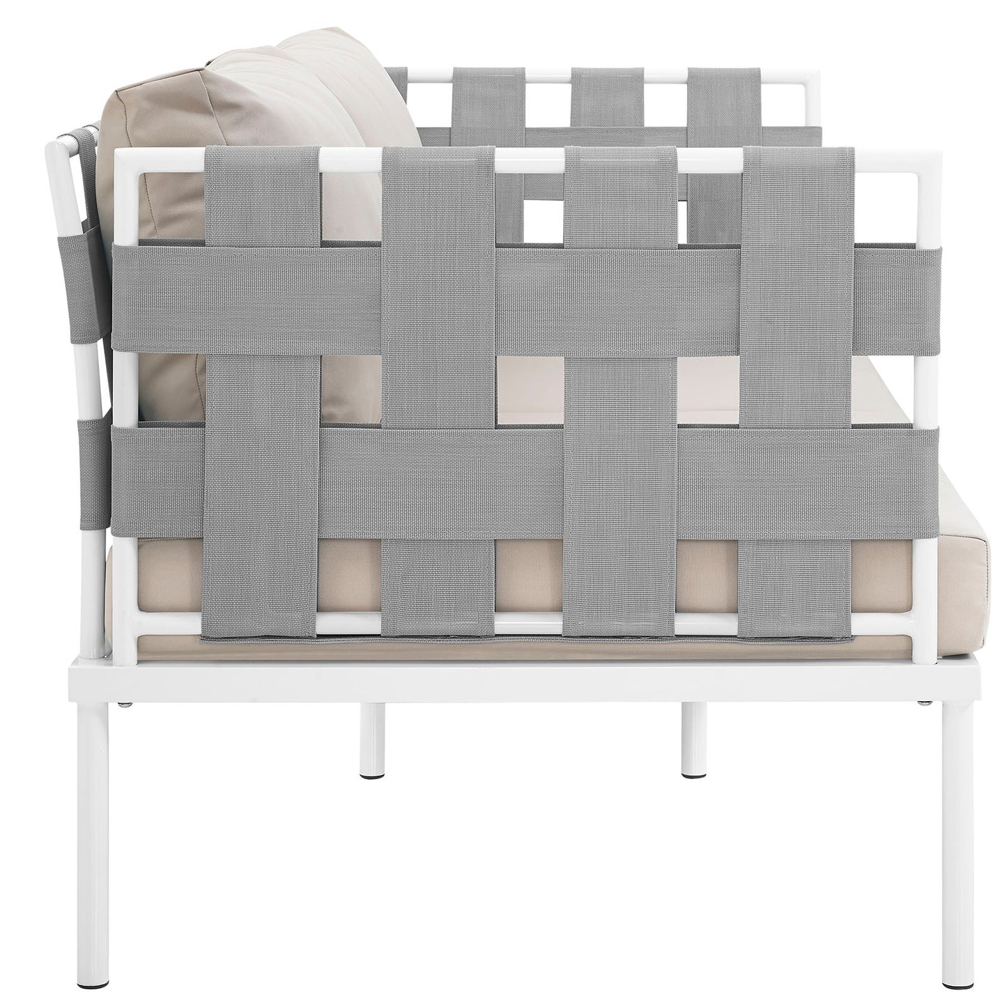 Modway Outlet Harmony Outdoor Patio Aluminum Loveseat by Modway  Outdoor Furniture Furniture White Beige - EEI-2603-WHI-BEI