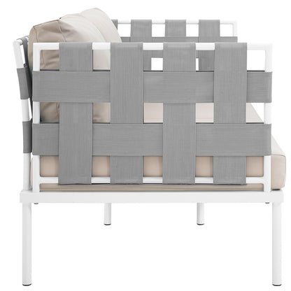 Modway Outlet Harmony Outdoor Patio Aluminum Loveseat by Modway  Outdoor Furniture Furniture White Beige - EEI-2603-WHI-BEI