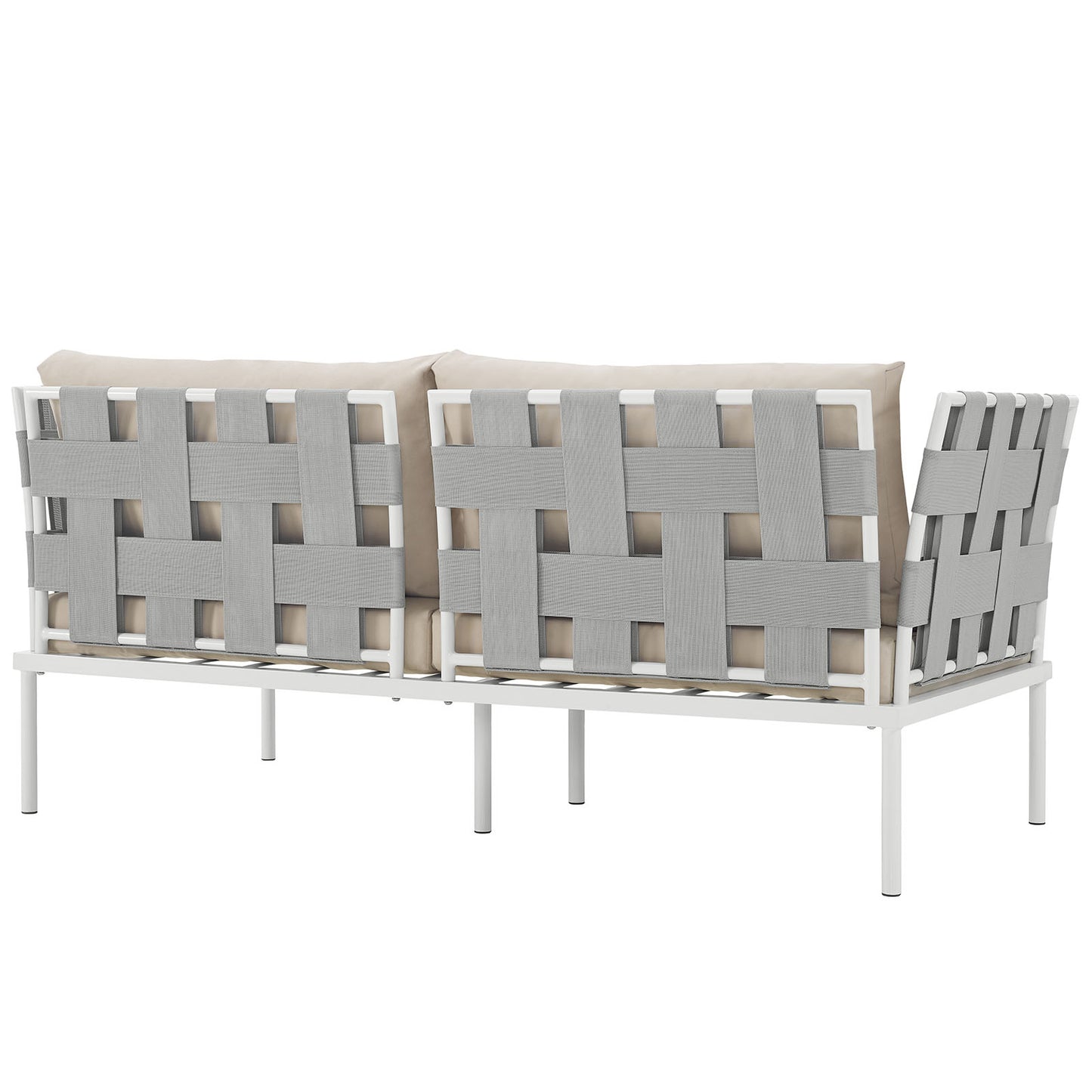 Modway Outlet Harmony Outdoor Patio Aluminum Loveseat by Modway  Outdoor Furniture Furniture White Beige - EEI-2603-WHI-BEI