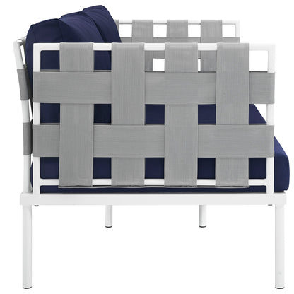 Modway Outlet Harmony Outdoor Patio Aluminum Loveseat by Modway  Outdoor Furniture Furniture White Navy - EEI-2603-WHI-NAV