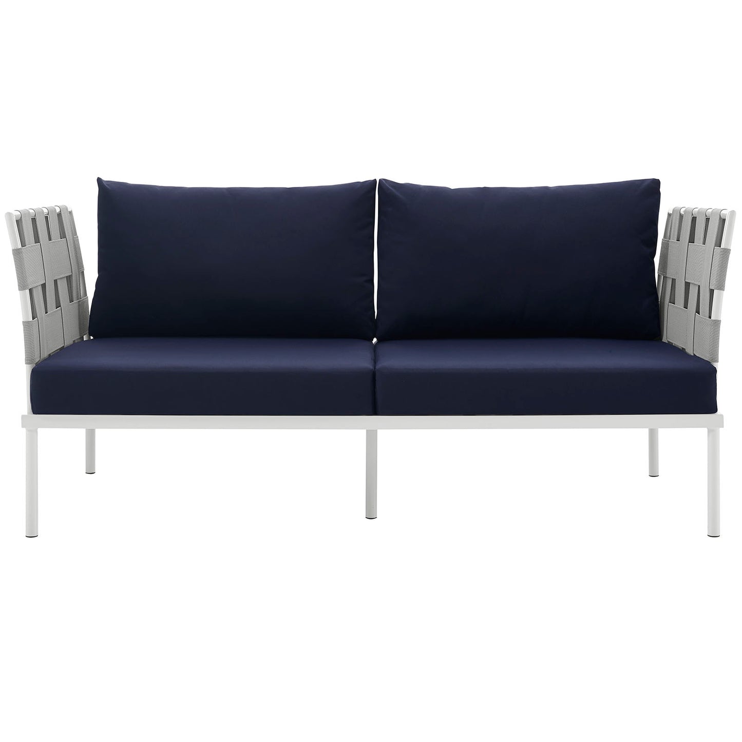 Modway Outlet Harmony Outdoor Patio Aluminum Loveseat by Modway  Outdoor Furniture Furniture White Navy - EEI-2603-WHI-NAV