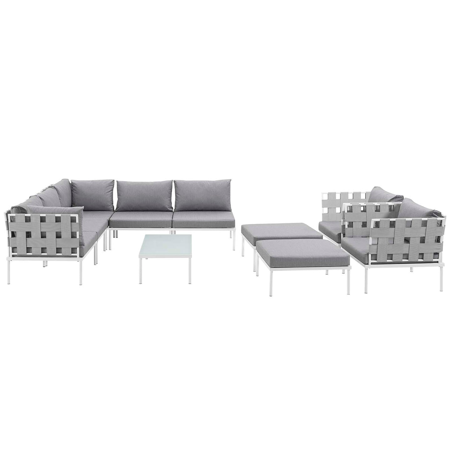 Modway Outlet Harmony 10 Piece Outdoor Patio Aluminum Sectional Sofa Set by Modway  Outdoor Furniture Furniture White Gray - EEI-2616-WHI-GRY-SET