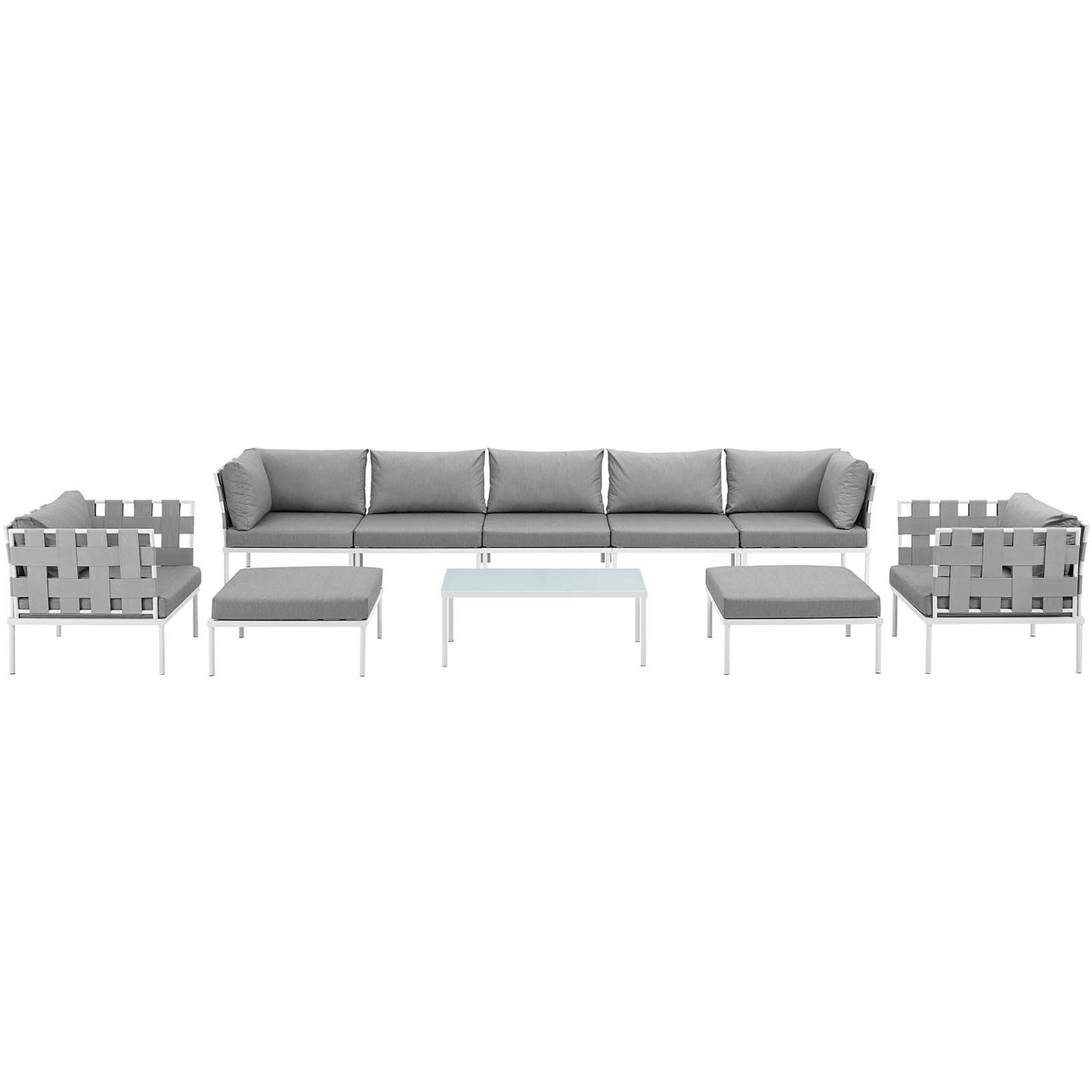 Modway Outlet Harmony 10 Piece Outdoor Patio Aluminum Sectional Sofa Set by Modway  Outdoor Furniture Furniture White Gray - EEI-2616-WHI-GRY-SET