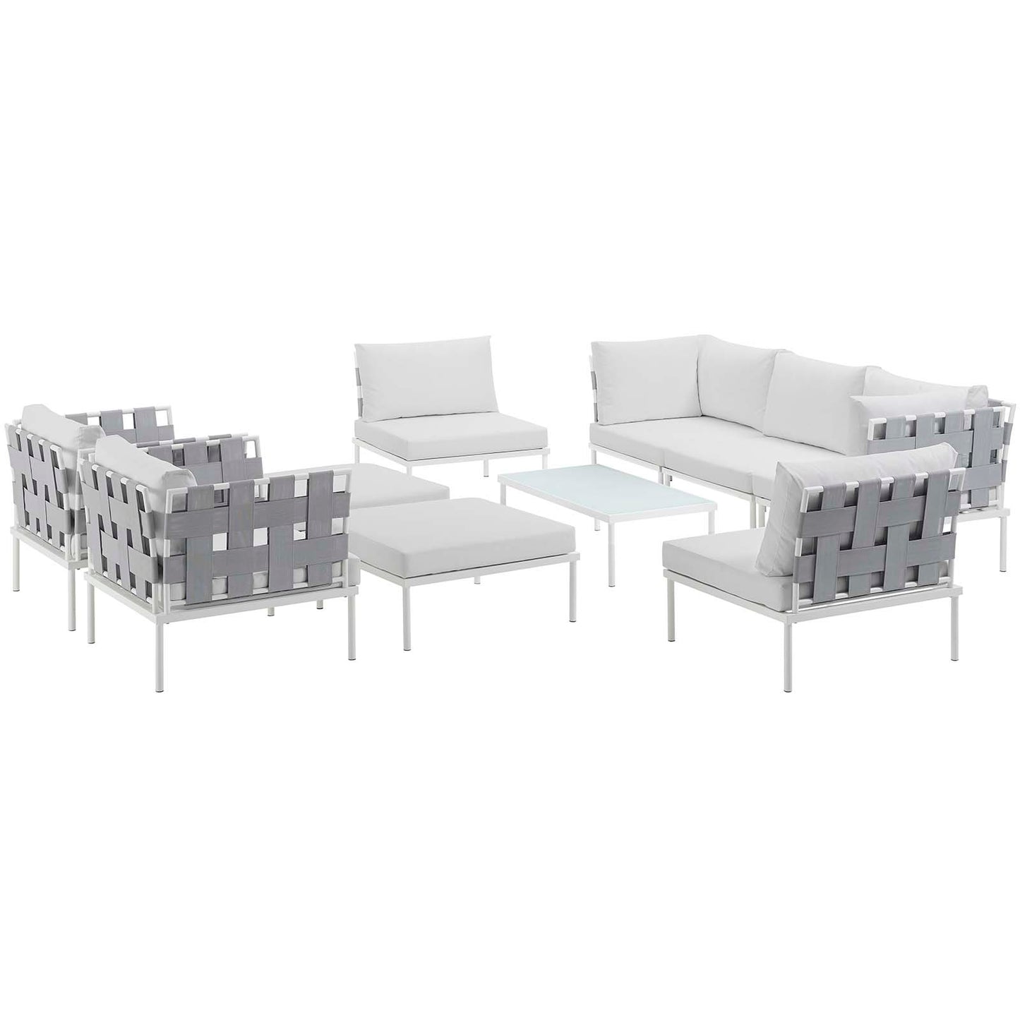 Modway Outlet Harmony 10 Piece Outdoor Patio Aluminum Sectional Sofa Set by Modway  Outdoor Furniture Furniture White White - EEI-2616-WHI-WHI-SET