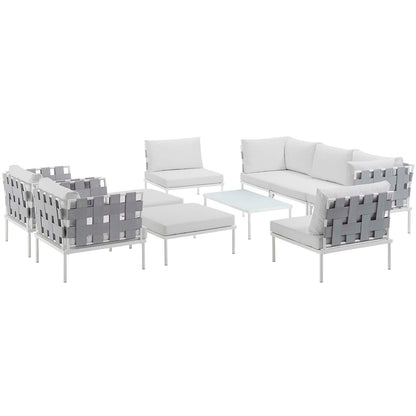 Modway Outlet Harmony 10 Piece Outdoor Patio Aluminum Sectional Sofa Set by Modway  Outdoor Furniture Furniture White White - EEI-2616-WHI-WHI-SET