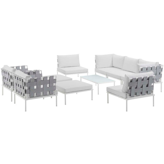 Modway Outlet Harmony 10 Piece Outdoor Patio Aluminum Sectional Sofa Set by Modway  Outdoor Furniture Furniture White White - EEI-2616-WHI-WHI-SET