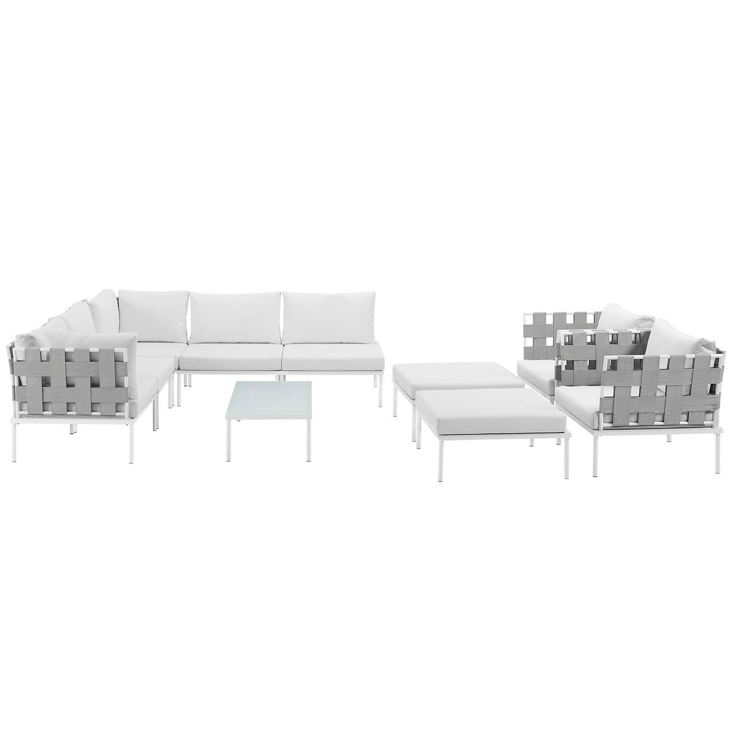 Modway Outlet Harmony 10 Piece Outdoor Patio Aluminum Sectional Sofa Set by Modway  Outdoor Furniture Furniture White White - EEI-2616-WHI-WHI-SET