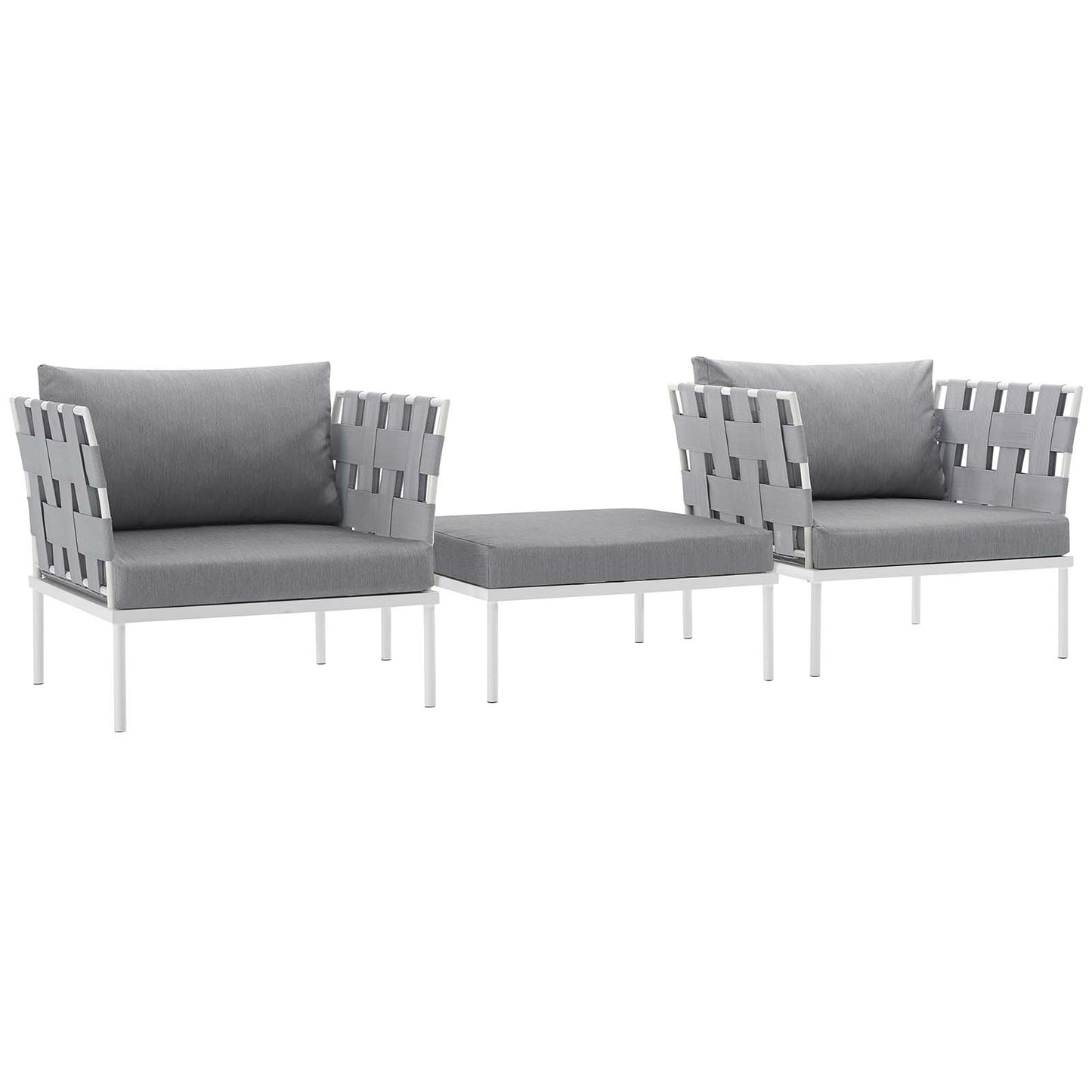 Modway - Harmony 3 Piece Outdoor Patio Aluminum Sectional Sofa Set by Modway  Outdoor Furniture Sofa Sectionals Gray - EEI-2618-WHI-GRY-SET