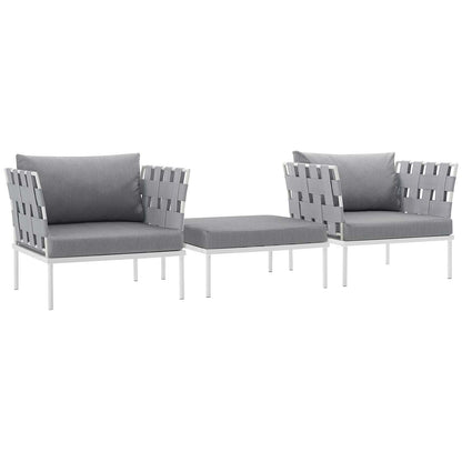 Modway - Harmony 3 Piece Outdoor Patio Aluminum Sectional Sofa Set by Modway  Outdoor Furniture Sofa Sectionals Gray - EEI-2618-WHI-GRY-SET