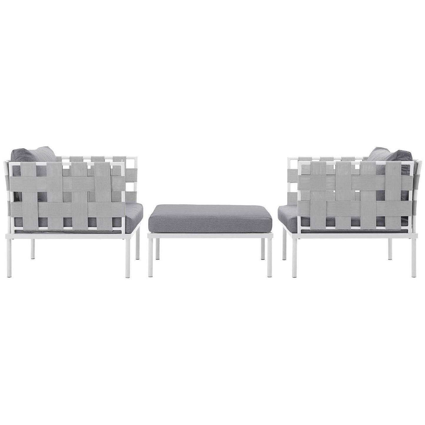 Modway - Harmony 3 Piece Outdoor Patio Aluminum Sectional Sofa Set by Modway  Outdoor Furniture Sofa Sectionals Gray - EEI-2618-WHI-GRY-SET