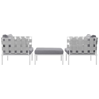 Modway - Harmony 3 Piece Outdoor Patio Aluminum Sectional Sofa Set by Modway  Outdoor Furniture Sofa Sectionals Gray - EEI-2618-WHI-GRY-SET