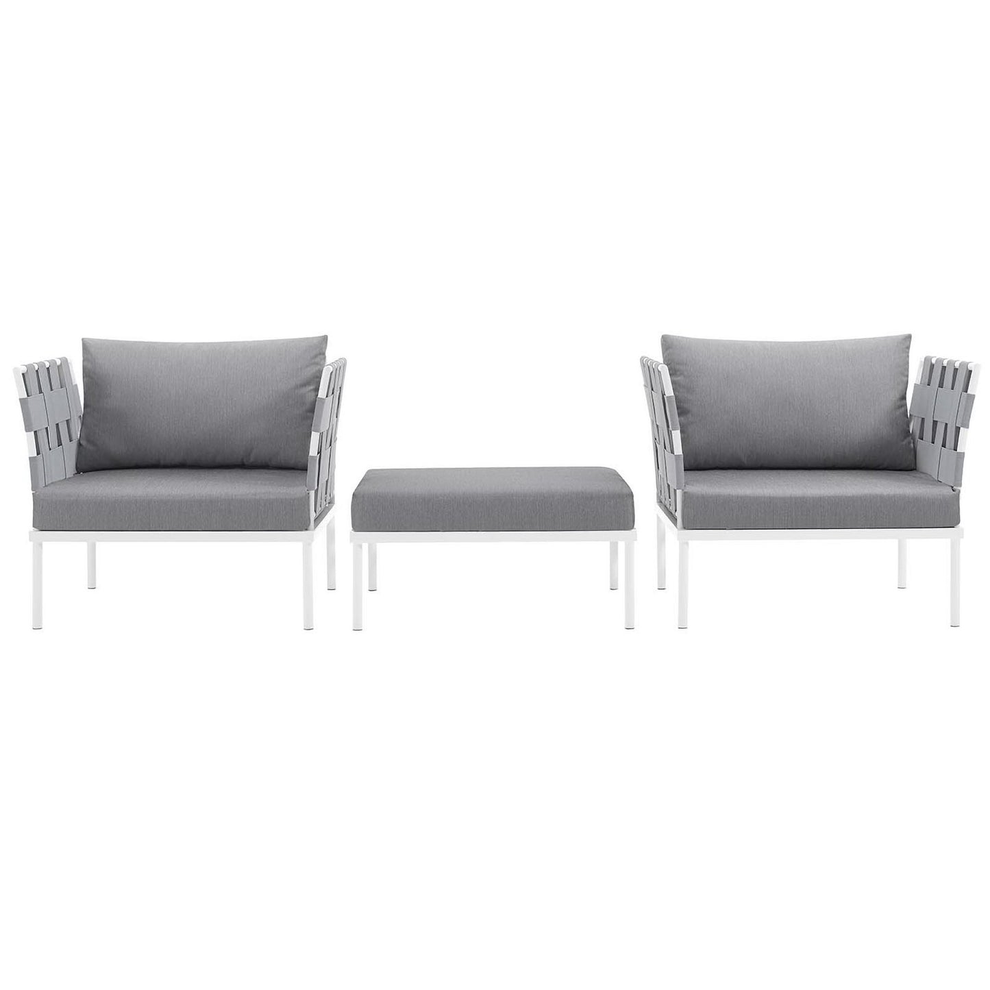 Modway - Harmony 3 Piece Outdoor Patio Aluminum Sectional Sofa Set by Modway  Outdoor Furniture Sofa Sectionals Gray - EEI-2618-WHI-GRY-SET