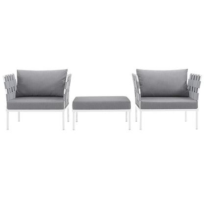 Modway - Harmony 3 Piece Outdoor Patio Aluminum Sectional Sofa Set by Modway  Outdoor Furniture Sofa Sectionals Gray - EEI-2618-WHI-GRY-SET