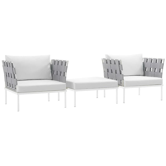 Modway Outlet Harmony 3 Piece Outdoor Patio Aluminum Sectional Sofa Set by Modway  Outdoor Furniture Furniture White White - EEI-2618-WHI-WHI-SET