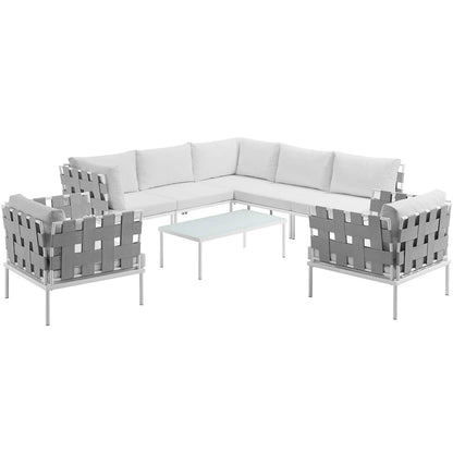 Modway Outlet Harmony 8 Piece Outdoor Patio Aluminum Sectional Sofa Set by Modway  Outdoor Furniture Furniture White White - EEI-2619-WHI-WHI-SET