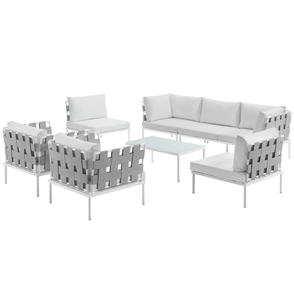 Modway Outlet Harmony 8 Piece Outdoor Patio Aluminum Sectional Sofa Set by Modway  Outdoor Furniture Furniture White White - EEI-2619-WHI-WHI-SET