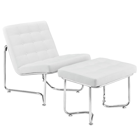 Modway Outlet Gibraltar Upholstered Vinyl Lounge Chair by Modway  Living Room Furniture White - EEI-262-WHI