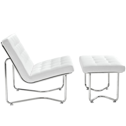 Modway Outlet Gibraltar Upholstered Vinyl Lounge Chair by Modway  Living Room Furniture White - EEI-262-WHI