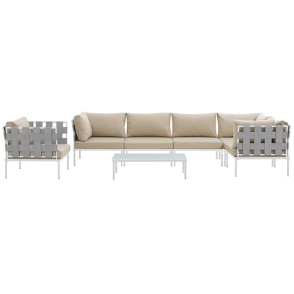 Modway Outlet Harmony 7 Piece Outdoor Patio Aluminum Sectional Sofa Set by Modway  Outdoor Furniture Furniture White Beige - EEI-2620-WHI-BEI-SET