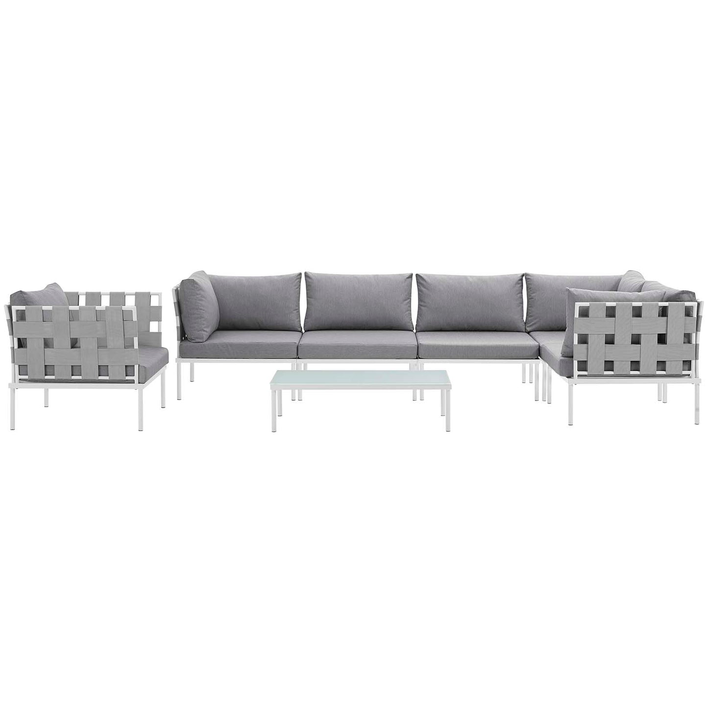 Modway Outlet Harmony 7 Piece Outdoor Patio Aluminum Sectional Sofa Set by Modway  Outdoor Furniture Furniture White Gray - EEI-2620-WHI-GRY-SET